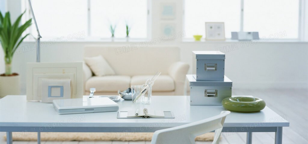 compact home office desk setup in small apartment