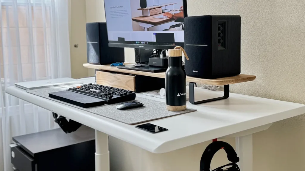 Tidy and cable-free home office environment with clean minimalist workspace